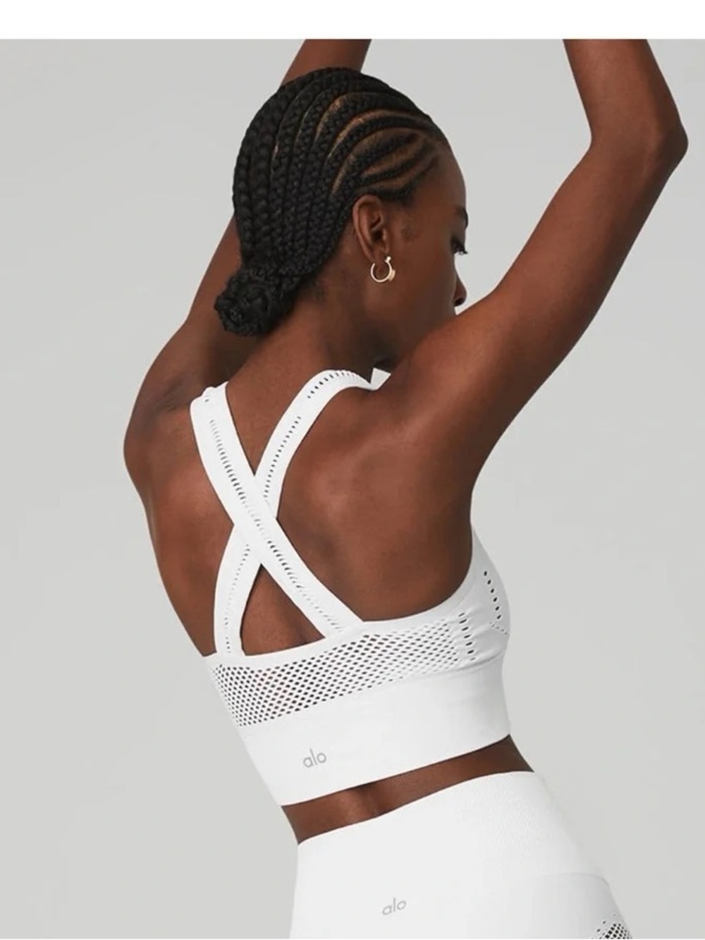 Alo Yoga White Seamless Open Air Bra - Picture 2 of 7